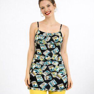 XS - RVCA adjustable spaghetti strap top.  Stamp print.  Elastic sides. NEW